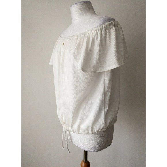 Off The Shoulder Button Detail Size 12 Off white - Picture 3 of 4